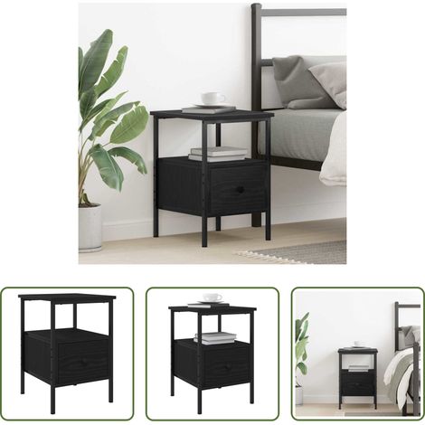 vidaXL Nachttisch Schwarz -  Nachttisch Schwarz Eichen-Optik 34 x 36 x 50 cm Holzwerkstoff (1/5)