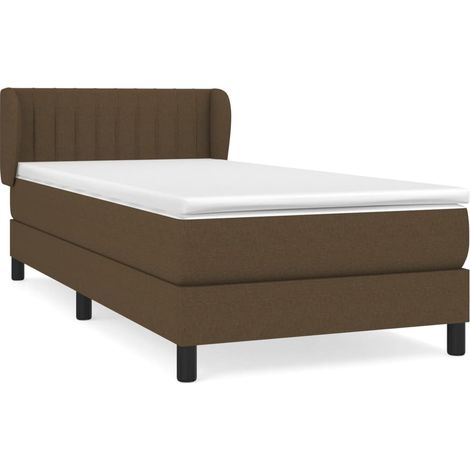 Maison Exclusive - Cama box spring con colchón tela marrón oscuro