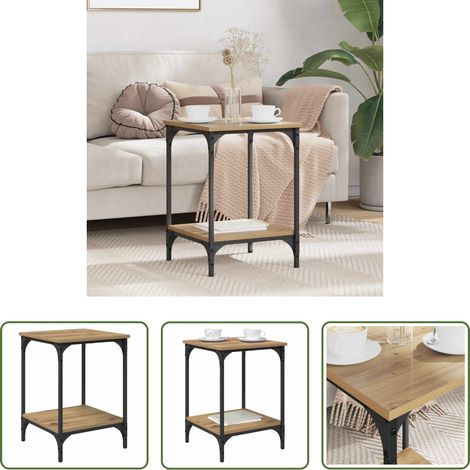 vidaXL Étagères métal bois - Table basse Chêne artisanal 40 x 40 x 55 cm Bois d'ingénierie (1/5)
