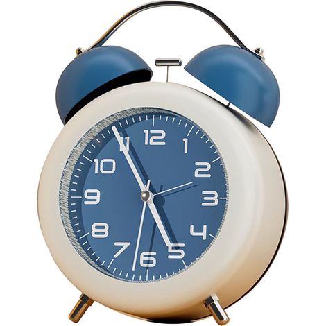 Réveil à Double Cloche pour Enfants, ABS Fonctionnant sur Piles, Mignon avec Veilleuse pour Chambre et Salon, Modèle Bleu (1/5)