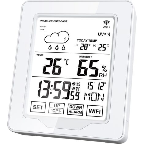 Estación meteorológica Tuya Wifi con termómetro e higrómetro de interior, monitor digital de temperatura y humedad, aplicación de almacenamiento de datos. (1/5)