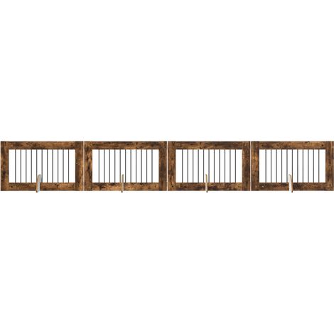 Foldable Dog Gate with Stands 4 pcs Smoked Oak 401 cm vidaXL