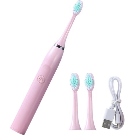 Brosse à dents électrique ultrasonique avec 3 têtes de brosse pour adultes, autonomie de 180 jours avec une seule charge, 5 modes, puissance de 19 800 VPM.-AquaForge