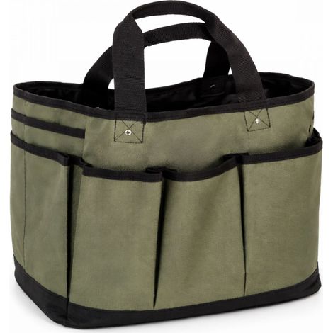 Panier, sac de rangement pliable pour outils de jardinage, de nettoyage avec poches - Tissu Oxford 600D - Vert - Linxor (1/5)