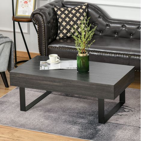 Couchtisch 110x60x40 cm Dunkelgrau aus Spanplatte mit Stauraum und Schublade (1/5)