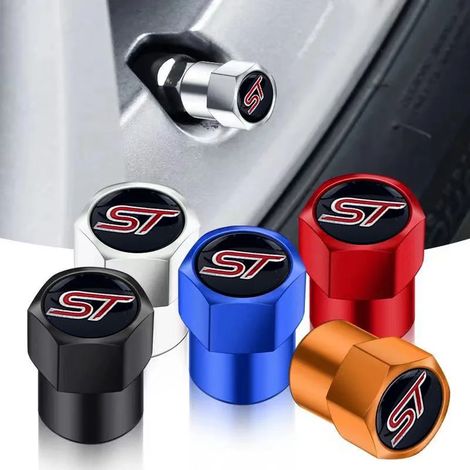 (Rouge - Pour Renault) Lot de 4 bouchons hexagonaux en alliage d'aluminium pour valves de pneus de voiture, protection antivol. Accessoires auto. (1/5)