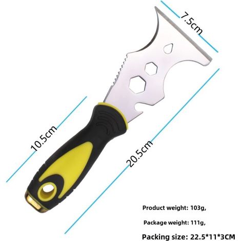 Couteau à mastic LiTuiLi, lame en acier inoxydable épaissie pour ciment, outil de nettoyage de rouleau, grattoir multifonction (Jaune acier inoxydable LTL6001/LTL6002 autres outils, accessoires) (1/5)