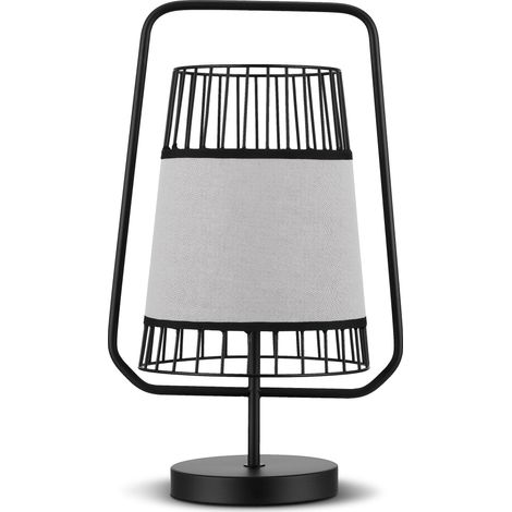 Lampe de bureau au design moderne avec abat-jour en métal et interrupteur intermédiaire – Lampe de table avec douille E27 pour table de chevet, bureau et bureau – 46,5 cm (1/5)