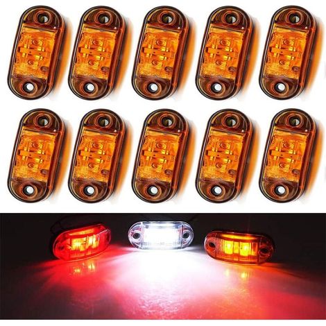 Side Marker Light, 10pcs 12V Waterproof Car Work Lights, External Lamp, Rear Marker Light for Truck, Trailer, Car (Amber) (1/4)