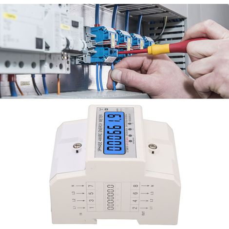 Compteur d'électricité numérique, rail DIN, triphasé, écran LCD rétroéclairé, kWh, compteur d'électricité domestique, 3127/220 VCA, 10-100 A. (1/5)