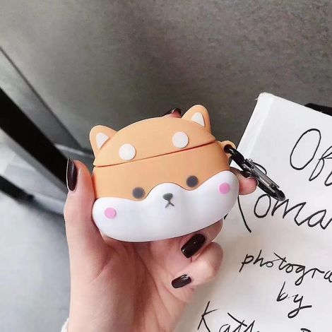 Kompatibel mit AirPods-Hülle, lustige 3D-Silikon-AirPod-Hülle mit Shiba-Inu-Cartoon-Motiv (Shiba Inu, AirPods Pro) (1/5)