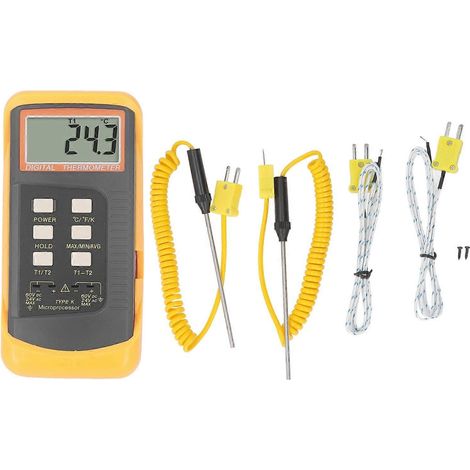 Thermomètre à thermocouple de type K, affichage LCD double canal de la température avec 4 capteurs, entrée CC 60 V, CA 24 V (1/4)