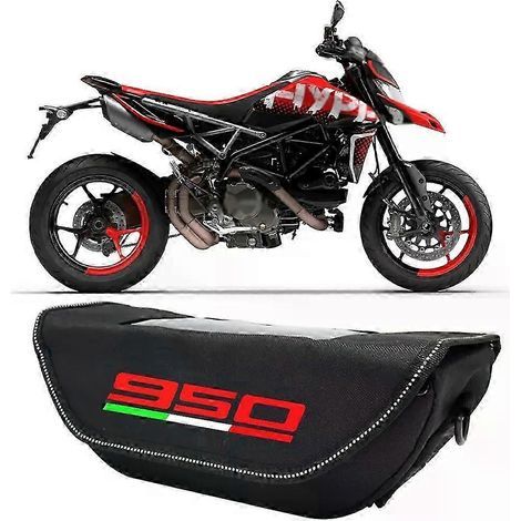 Sacoche de guidon étanche rouge pour Ducati Hypermotard 950. 950 SP et 950 RVE (2023-2025). Idéale pour les voyages et la navigation.