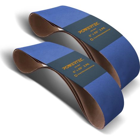 Lot de 6 bandes abrasives en oxyde de zirconium 120 pour ponceuse d'établi, ponceuse à bande et disques, travail du bois, meulage du métal, 15 x 120 cm (1/3)