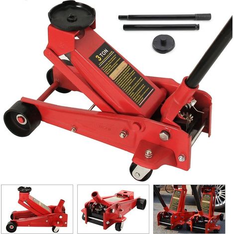 Trade Shop - Wagenheber, hydraulisch, mit mechanischem Pedal, Tragkraft 3 t, 3000 kg -
