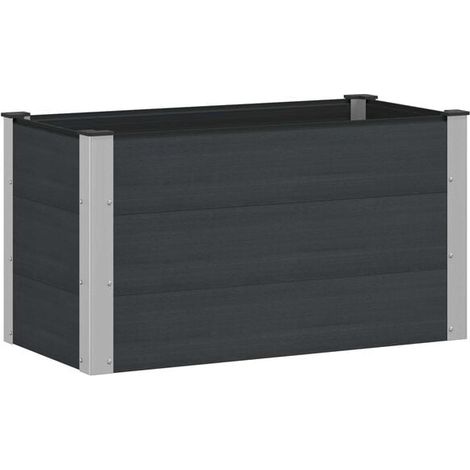 Jardinière haute noire, mesurant 100 x 50 x 54 cm, en WPC et aluminium. (1/5)