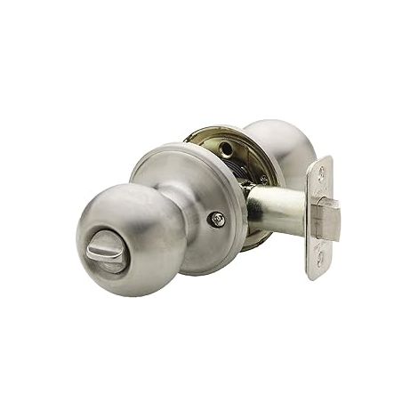 Pomme de porte avec fonction privée, 1 pièce, acier inoxydable satiné, pour porte épaisseur 2,5-4,5 cm, avec clé (1/4)