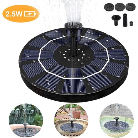 Solar Springbrunnen, 2.5 W Solar Teichpumpe Solar Wasserpumpe Solar schwimmender Fontäne Pumpe Solarpumpen Schwimmender Brunnen für Garten Gartenteich Oder Springbrunnen Vogel-Bad Fisch-Behälter (1/5)
