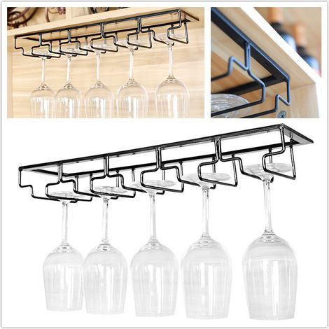 Hanging Glass Rack - Wine Glass Rack with 5 Rails for 10-15 Glasses, 5123.56cm (1/3)