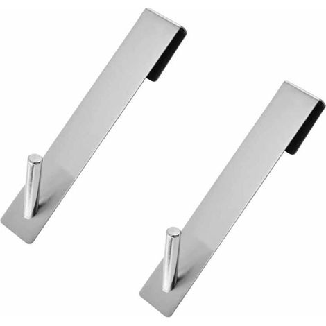Crochet Douche - Sans Perçage - Pour Porte Verre Jusqu'à 18 mm - Acier Inoxydable - Argent - 2 Pièces