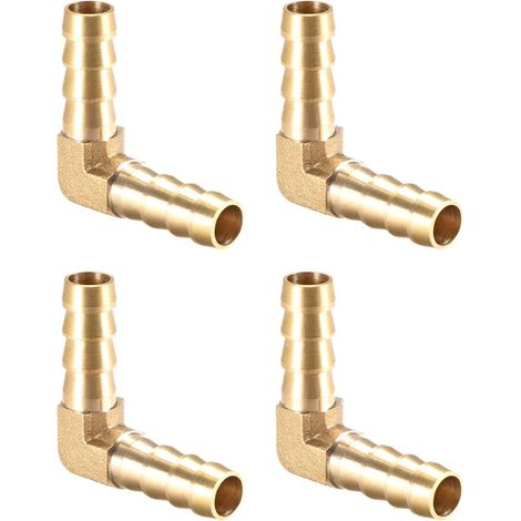 10mm Dia 90 Degré Laiton Raccord cannelé Tuyau Raccord x 4PCS Coude Connecteur Coupleurs pour Tuyau Connexion, [Doré]