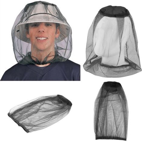 Moustiquaire tête anti-moustiques, filet insectes visage pour chapeaux, protection extérieure écran. (1/5)