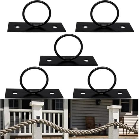 Lot de 5 Supports de Corde, Anneau Support en Acier Inoxydable pour Jute Main Courante, Corde d'Escalier, Décoratif pour Clture, Crochets Muraux et Plafond (1/5)