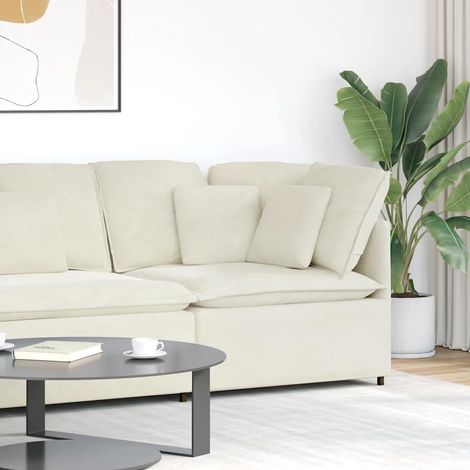 vidaXL Module d'angle pour canapé modulable avec coussins crème 100 cm