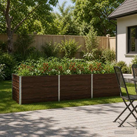 vidaXL Cama de Jardín Elevada Negro 240 x 80 x 55 cm (1/5)