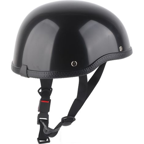 Casque Moto Demi-Visage Rétro Homme Femme, Coque Fibre de Verre, Noir Brillant, Sécurité Certifiée (1/5)