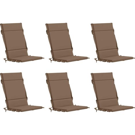 Lot de 6 coussins de chaise à dossier haut GEMERT - 120 × 50 × 3 cm - taupe - 100 % polyester (1/5)