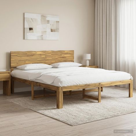 vidaXL Cama doble con cabecero ROSTOCK Blanco 200 x 200 cm (1/5)