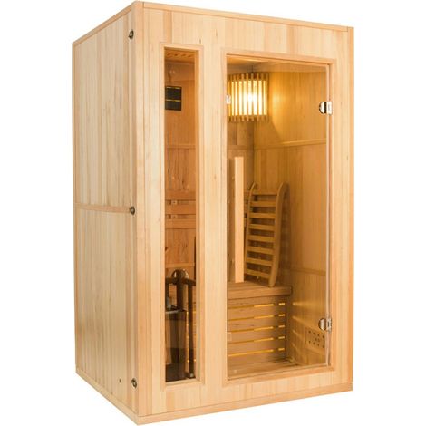 Sauna Vapeur ZEN - 2 posti - 120 x 110 x 190 cm - 100% abete rosso canadese - Pacchetto completo - 3,5 kW / 230V / 415V - 50Hz - Pacchetto completo 3,5kW (1/5)