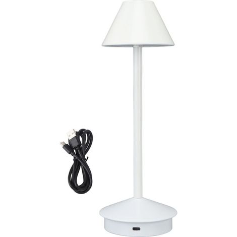 Lampada da tavolo wireless in stile moderno, in ferro battuto, 3 colori, dimmerazione continua, lampada da scrivania a LED portatile con controllo touch, bianca -Crezuo