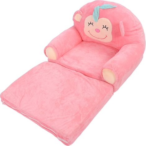 Canapé pliant pour enfants, doux et moelleux, motif singe rose, idéal pour la maison et la maternelle (1/5)