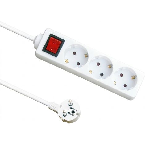 Prise multiple 3 prises et interrupteur cable 3m 3gx1,5mm de cuivre 3500w max