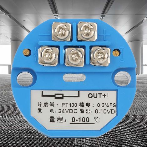 Transmetteur de température PT100, -50~400℃, sortie DC24V, capteur 0-10V. (1/5)