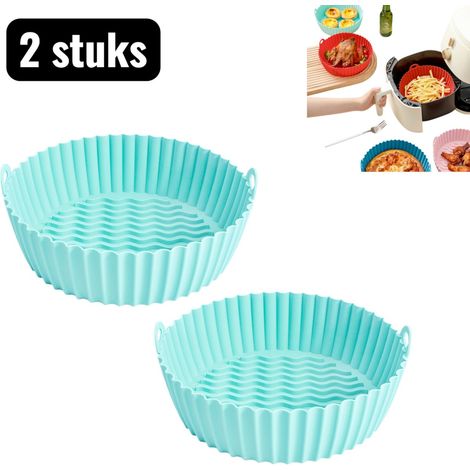 Lot de 2 tapis de cuisson en silicone pour friteuse à air chaud - Compatible four - Idéal pour les biscuits, les légumes et les en-cas - Vert menthe (1/5)