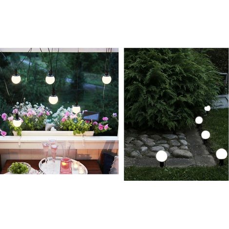 Catena Luminosa Nera Decorativa 3.5M 6PZ Picchetto Faretto LED Solare Giardino (1/5)