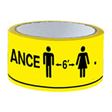 Ruban de marquage au sol distance sociale 6FT, ruban adhésif de signalisation jaune/noir, bande de sécurité pour file d'attente, consigne de maintien de distance, ruban de délimitation de zone, 1 roul (1/5)