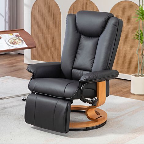 Fauteuil relax pivotant inclinable avec repose-pieds, 78 x 88 x 103 cm, noir HAVRYA (1/5)