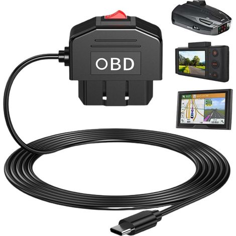 OBD-Verlängerungskabel für OBDII Typ C Stromkabel für 12V/24V auf 5V/3A Dashcam mit 2 Schaltmodi, 3,5 m Kabellänge (1/5)