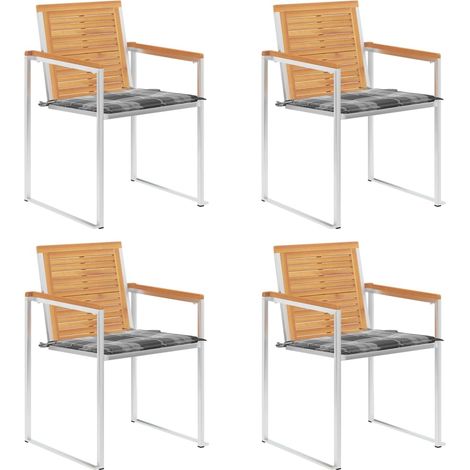 Gartenstühle 4 Stk. mit Kissen Massivholz Teak
