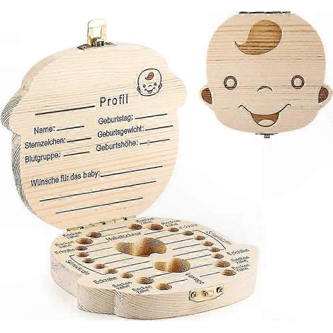 Coffret en bois pour conserver les dents de lait de bébé, boîte de rangement élégante pour enfant, cadeau souvenir de première dent, écrin naturel durable (1/4)