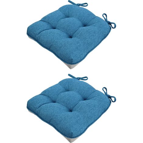 Quadratisches Sitzkissen aus hellblauem Leinenstoff