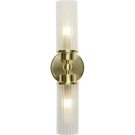 [NEUWERTIG] B-Ware Searchlight Wandleuchte Wandlampe Lampe Imperial Messing Stahl Glas Ip44 G9 Led