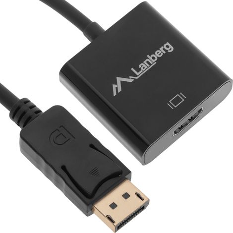 LANBERG ADAPTATEUR DISPLAYPORT MÂLE VERS HDMI FEMELLE AD-0009-BK - RÉSOLUTION JUSQU'À 1920X1200 - CÂBLE DE 20CM (1/5)