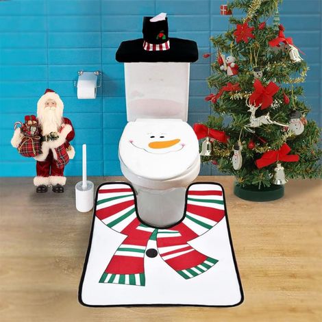 Funda Para Asiento De Inodoro - Diseño De Muñeco De Nieve - Antideslizante - Para Baño - 3 Unidades (1/5)