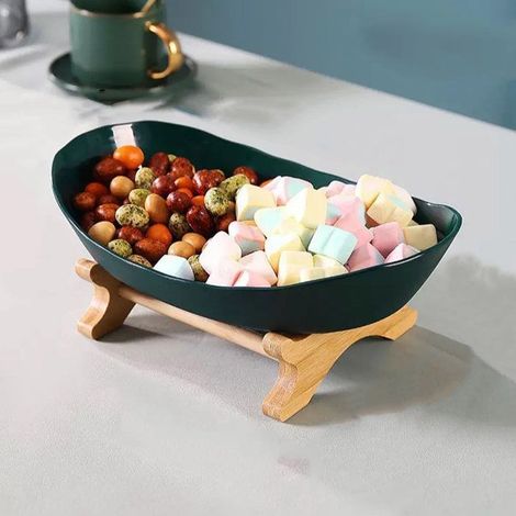 BelleRise - Bolle à fruits 2 étages – Bois/plastique – Double niveau économise espace – pour table salle à manger ou salon (1/5)