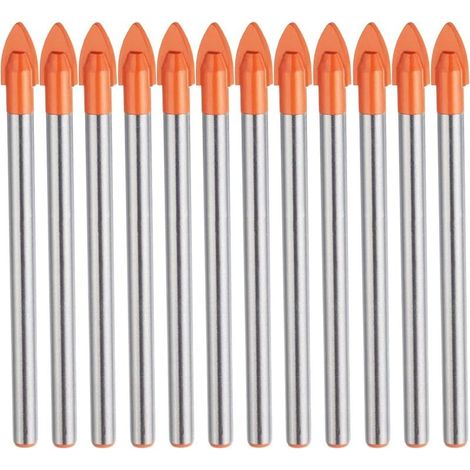 10 Pieces 6mm Glass Tile Drill Bit, 6mm Tungsten Carbide Tip for Hard and Brittle Materials for Drilling Tile, Glass, Ceramic, Marble, Mirror, Plastic and Wood (1/5)